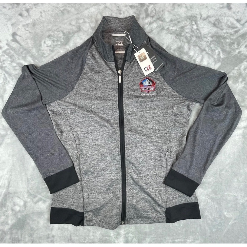 NFL Pro Football Hall Of Fame Jacket Cutter & Buck Womens Medium Gray NWT